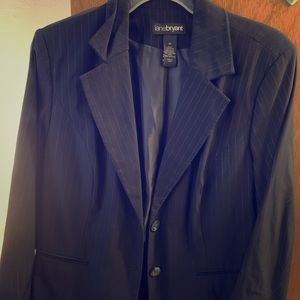 Lane Bryant Navy Pinstriped Blazer